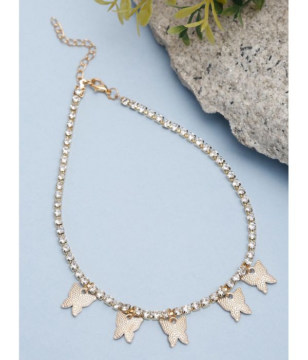 YouBella Gold-Toned & White Gold-Plated Butterfly Necklace